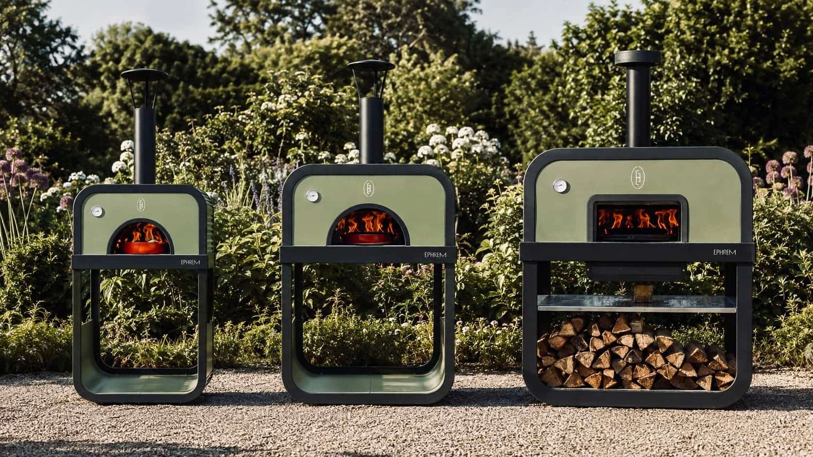 Flambeur 60, 90 and 120 Pro side by side, all three lit